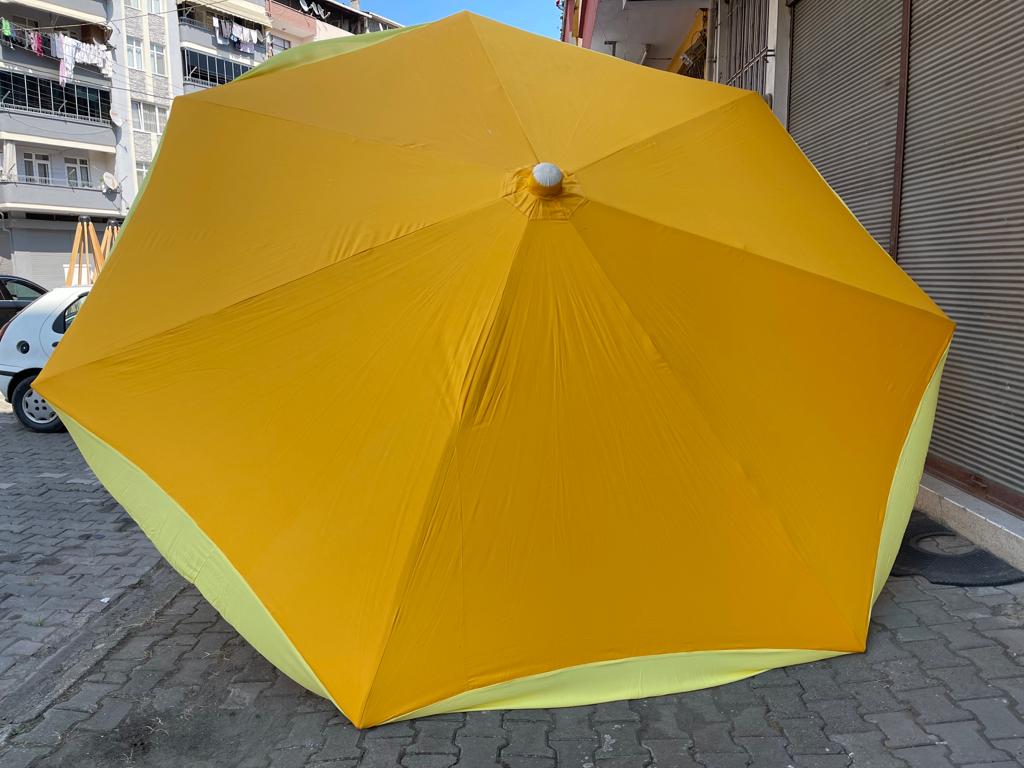 420 cm pazarcı şemsiyesi sarı model üstten görünüm