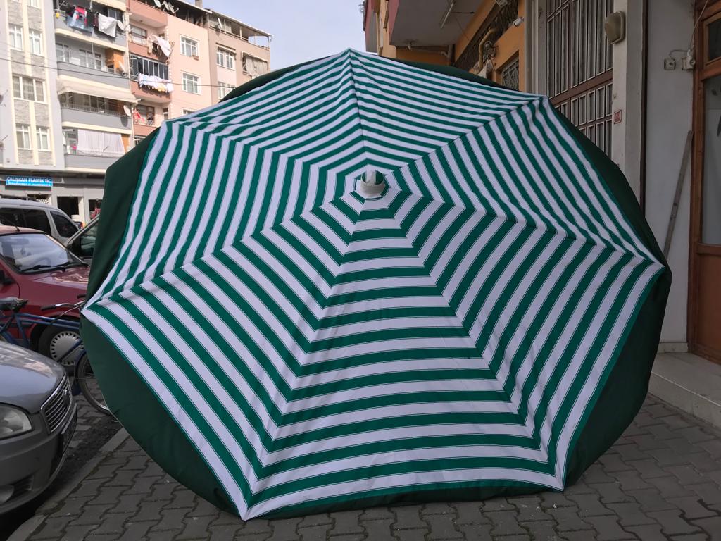 370 cm pazarcı şemsiyesi yeşil çizgili pazarcı şemsiyesi